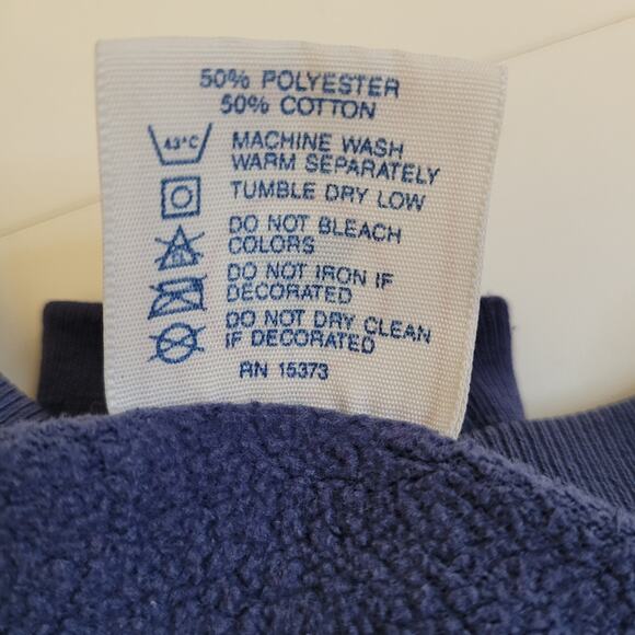 Vintage Michigan University Sweatshirt Blue 50/50 Delta Made in USA Well Worn L - Picture 10 of 10